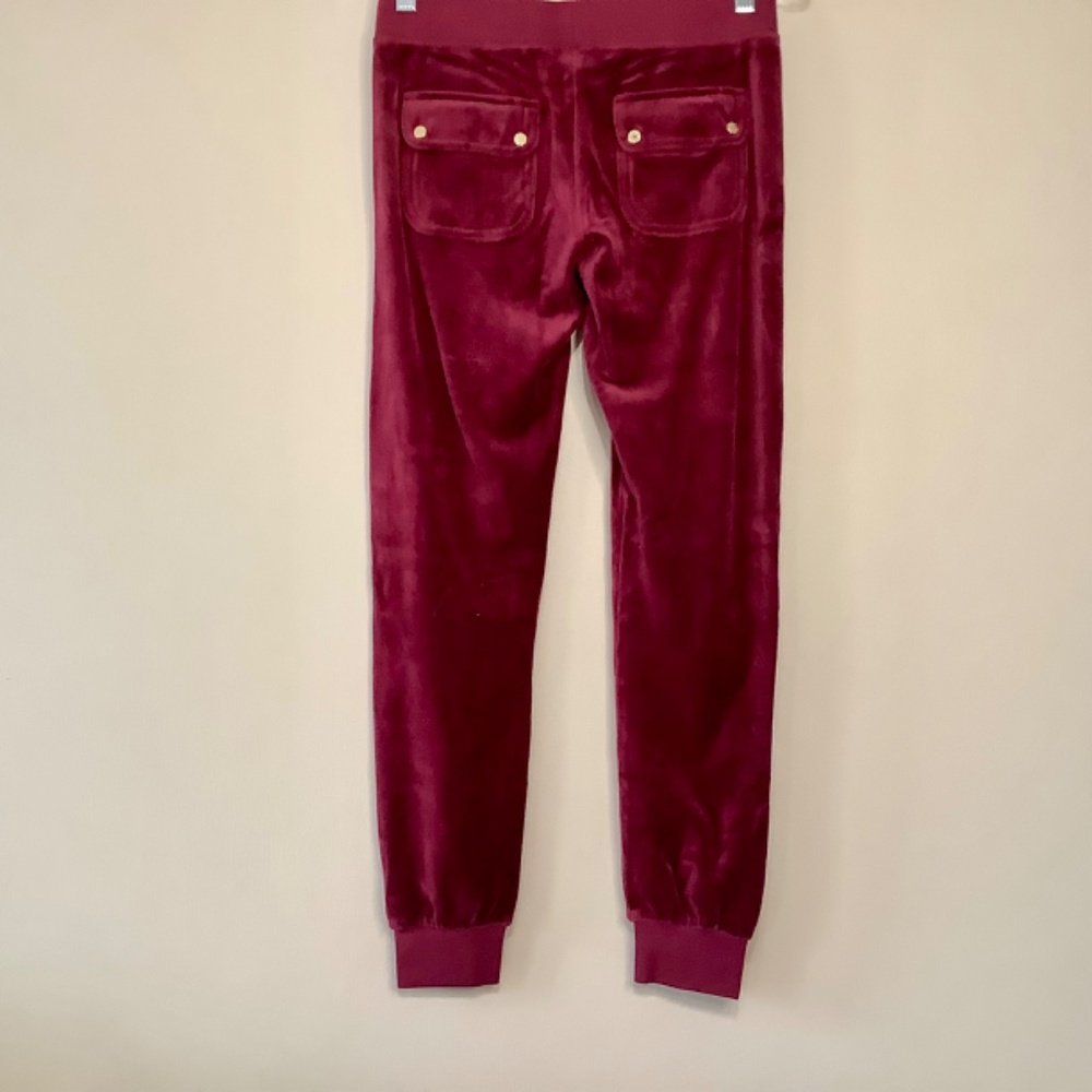 OG Juicy Couture Velour Tracksuit Jacket Jogger Pant Set Burgundy Wine Red - Picture 6 of 8